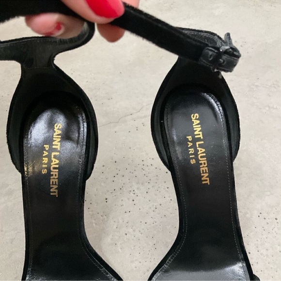 Saint Laurent Velvet Open Toe Heels- 37 - Picture 4 of 9